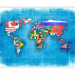 Wall Mural World map - motif of continents in flag colours on a blue background 96764 additionalThumb 1