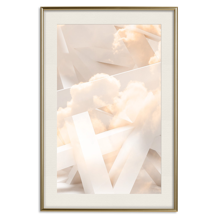 Poster Abstraction with Clouds - White geometric letters and dense clouds in the background 114374 additionalImage 19