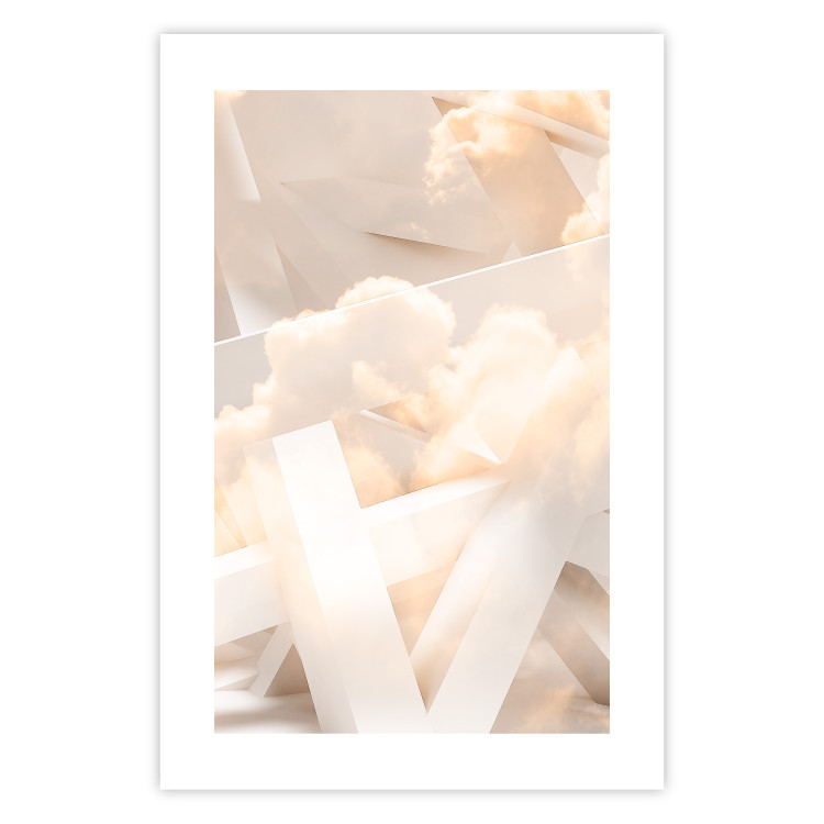 Poster Abstraction with Clouds - White geometric letters and dense clouds in the background 114374 additionalImage 25