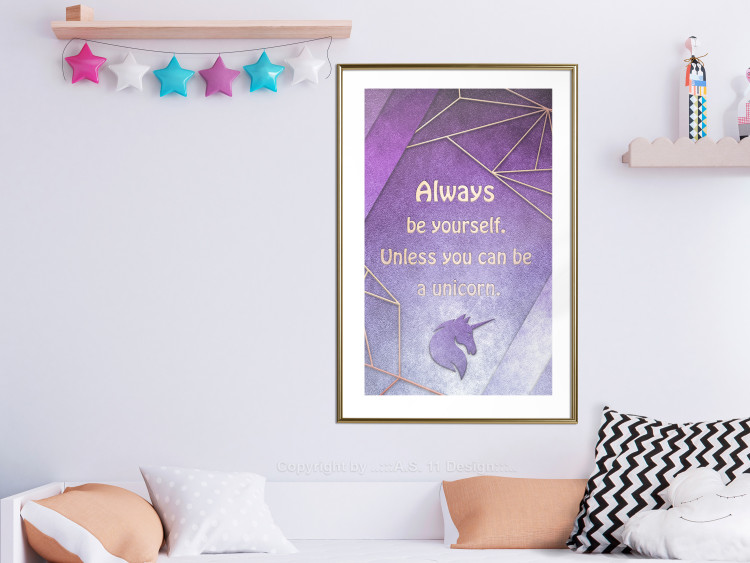 Wall Poster Be Yourself - geometric purple composition with English text 114574 additionalImage 15