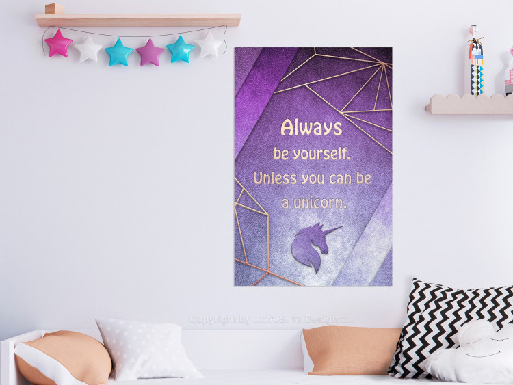 Wall Poster Be Yourself - geometric purple composition with English text 114574 additionalImage 23