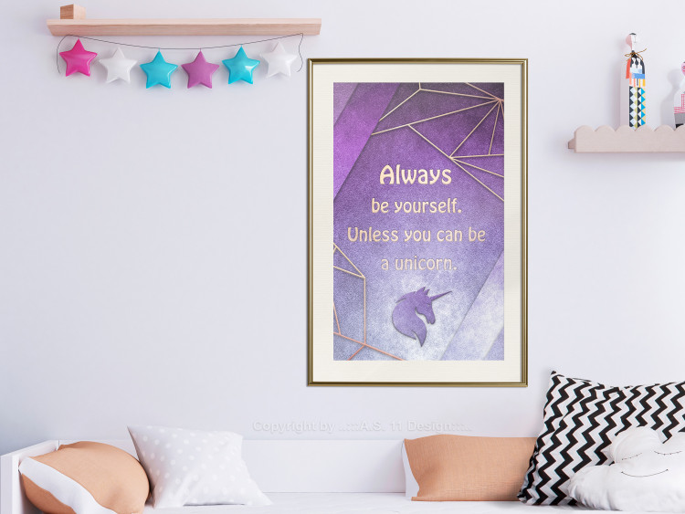 Wall Poster Be Yourself - geometric purple composition with English text 114574 additionalImage 21