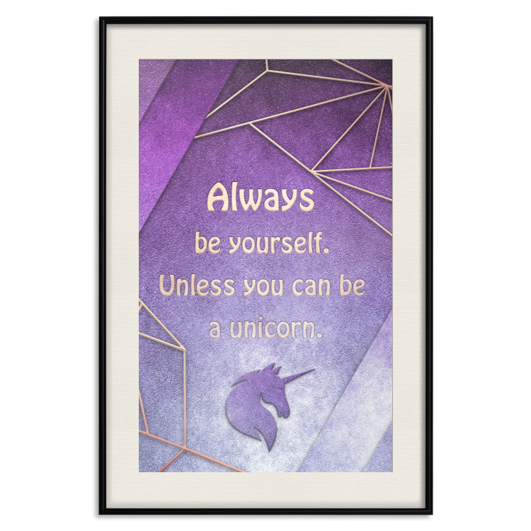 Wall Poster Be Yourself - geometric purple composition with English text 114574 additionalImage 18