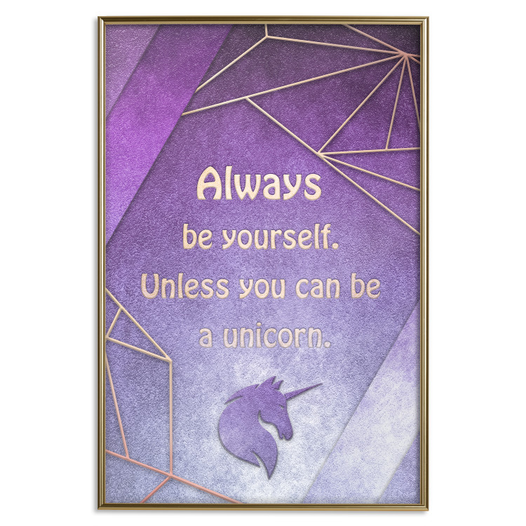 Wall Poster Be Yourself - geometric purple composition with English text 114574 additionalImage 20