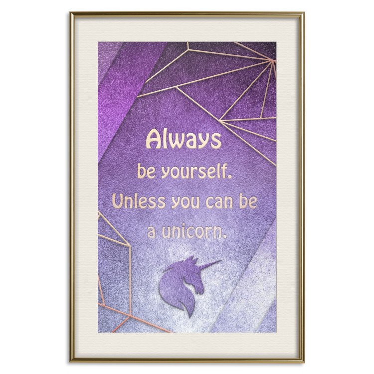Wall Poster Be Yourself - geometric purple composition with English text 114574 additionalImage 19