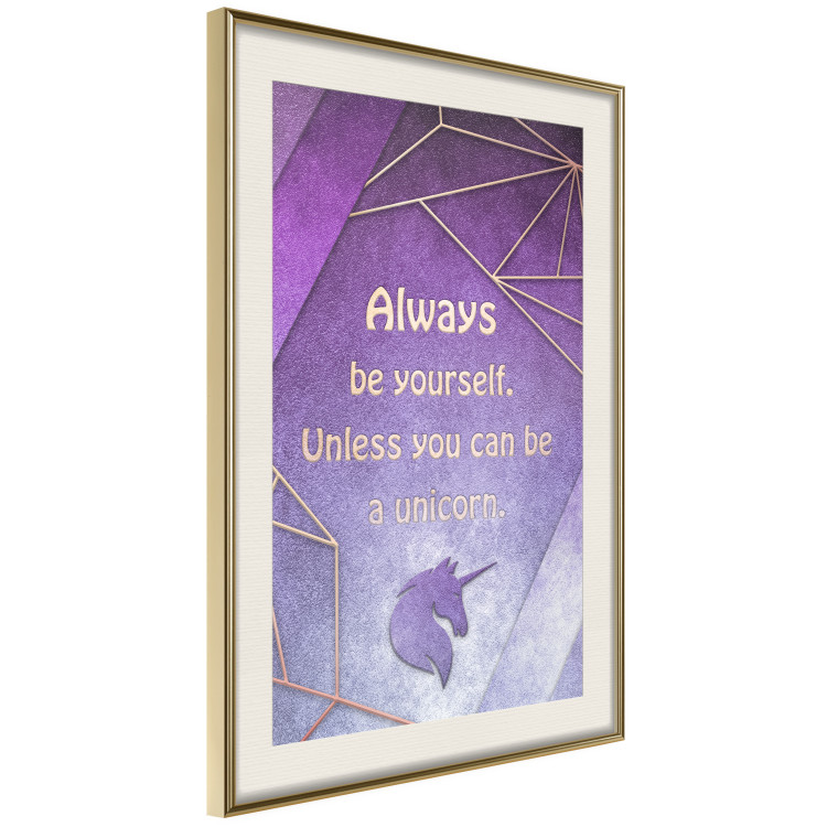 Wall Poster Be Yourself - geometric purple composition with English text 114574 additionalImage 2