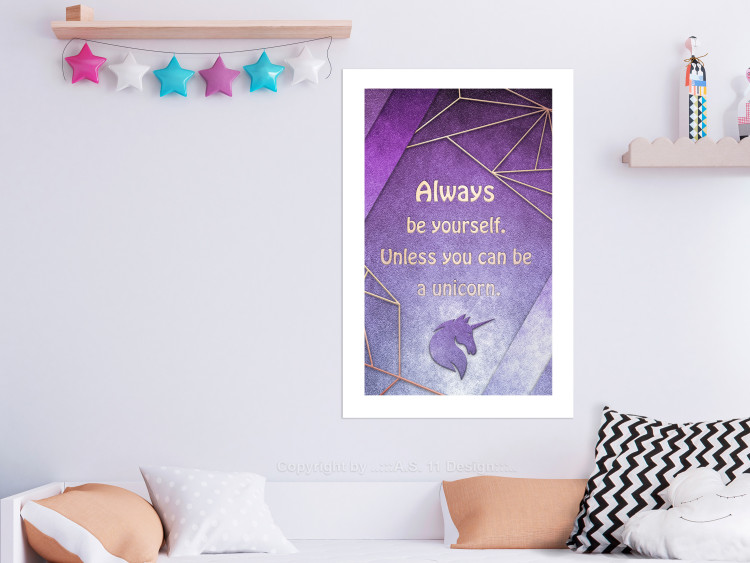 Wall Poster Be Yourself - geometric purple composition with English text 114574 additionalImage 4