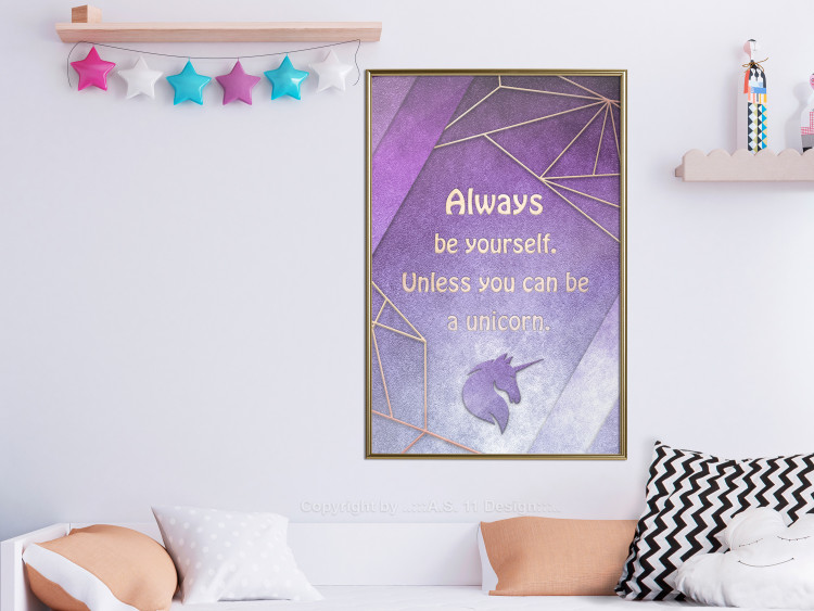 Wall Poster Be Yourself - geometric purple composition with English text 114574 additionalImage 7