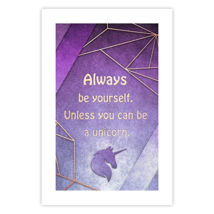 Wall Poster Be Yourself - geometric purple composition with English text 114574 additionalImage 25