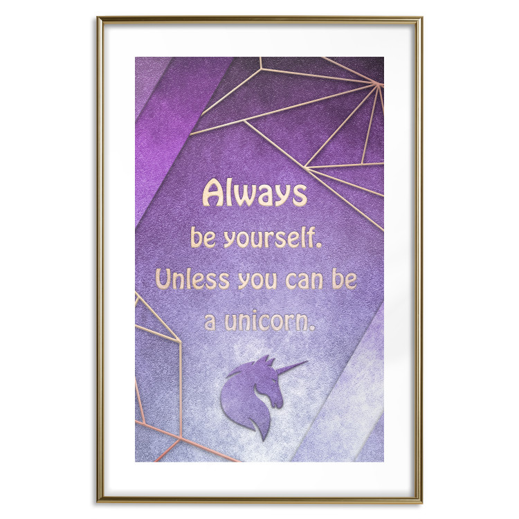 Wall Poster Be Yourself - geometric purple composition with English text 114574 additionalImage 16
