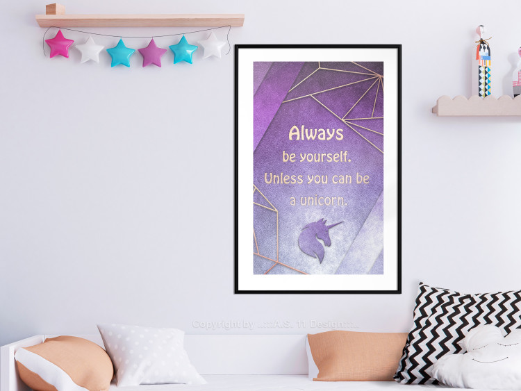 Wall Poster Be Yourself - geometric purple composition with English text 114574 additionalImage 6