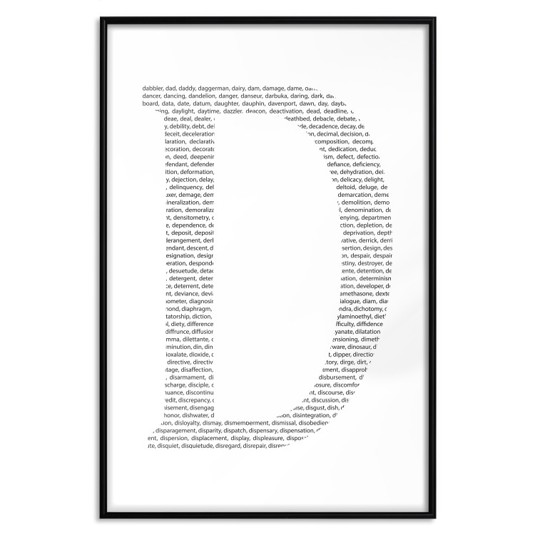 Poster Letter D - black texts forming the shape of the fourth alphabet letter 114874 additionalImage 15