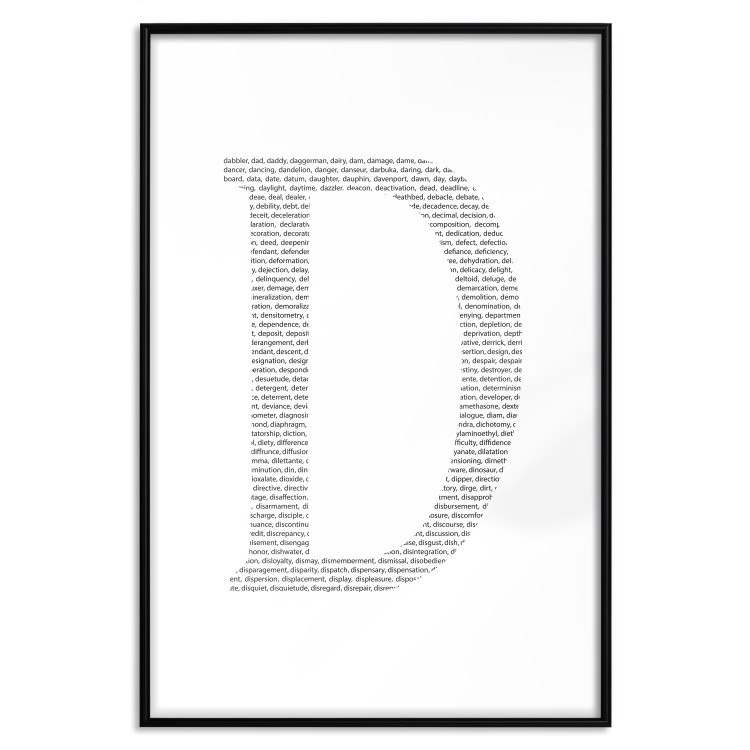 Poster Letter D - black texts forming the shape of the fourth alphabet letter 114874 additionalImage 16