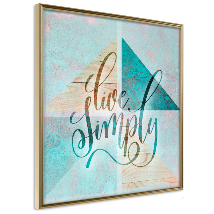 Wall Poster Live simply (square) - English text on a background with triangles and wood 116374 additionalImage 12