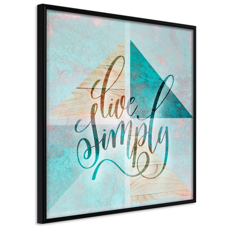 Wall Poster Live simply (square) - English text on a background with triangles and wood 116374 additionalImage 10