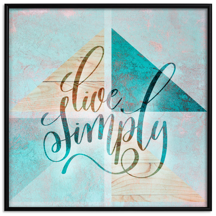Wall Poster Live simply (square) - English text on a background with triangles and wood 116374 additionalImage 18