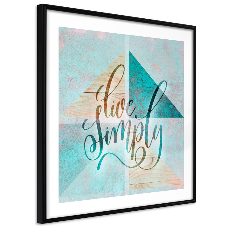 Wall Poster Live simply (square) - English text on a background with triangles and wood 116374 additionalImage 11