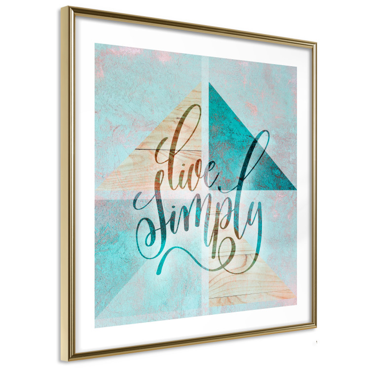 Wall Poster Live simply (square) - English text on a background with triangles and wood 116374 additionalImage 6