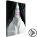 Canvas Art Print Pink Lips - Black and white portrait of the blindfolded figure 116974 additionalThumb 6