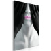 Canvas Art Print Pink Lips - Black and white portrait of the blindfolded figure 116974 additionalThumb 2