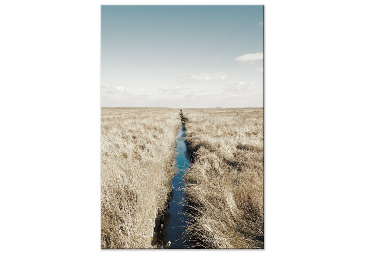 Canvas Print Crossing the horizon - artistic landscape with sky and brook cross fields, perfect picture for the Scandinavian style 117274