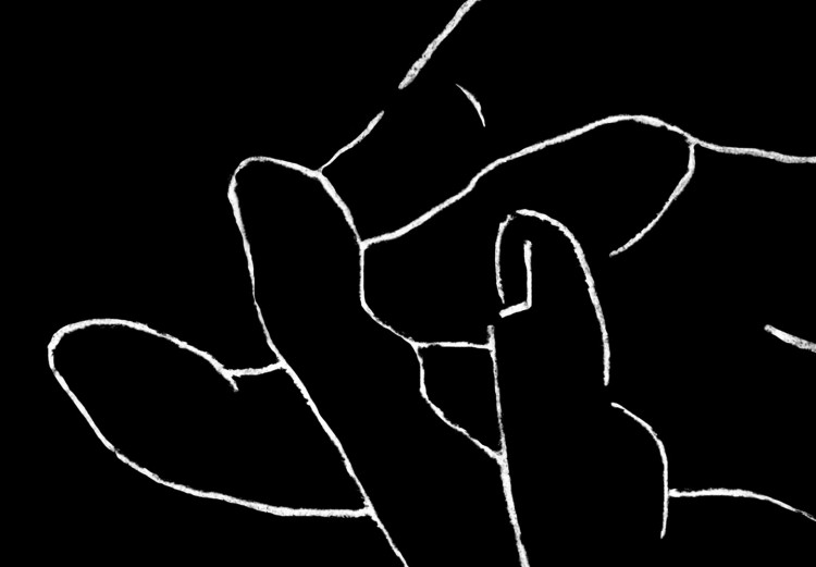 Canvas Art Print Touch in Lineart Style (1-part) - Hands in Black and White 117874 additionalImage 4
