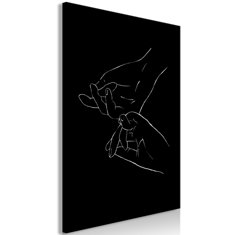 Canvas Art Print Touch in Lineart Style (1-part) - Hands in Black and White 117874 additionalImage 2