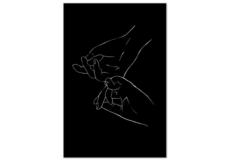 Canvas Art Print Touch in Lineart Style (1-part) - Hands in Black and White 117874