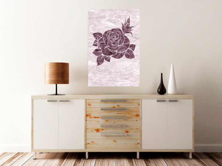 Poster Splinters of Love - pink botanical composition with a rose flower and leaves 118274 additionalImage 23