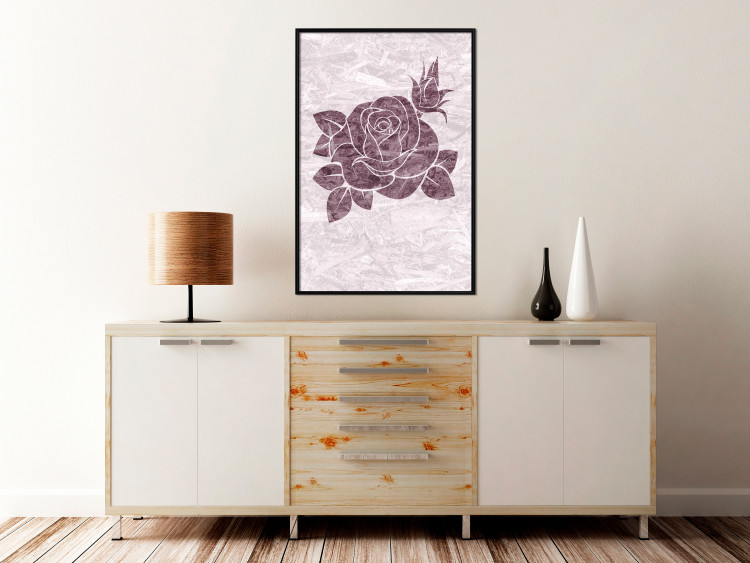 Poster Splinters of Love - pink botanical composition with a rose flower and leaves 118274 additionalImage 5