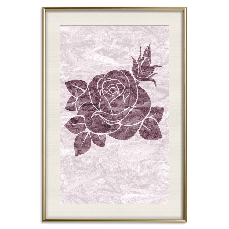 Poster Splinters of Love - pink botanical composition with a rose flower and leaves 118274 additionalImage 19
