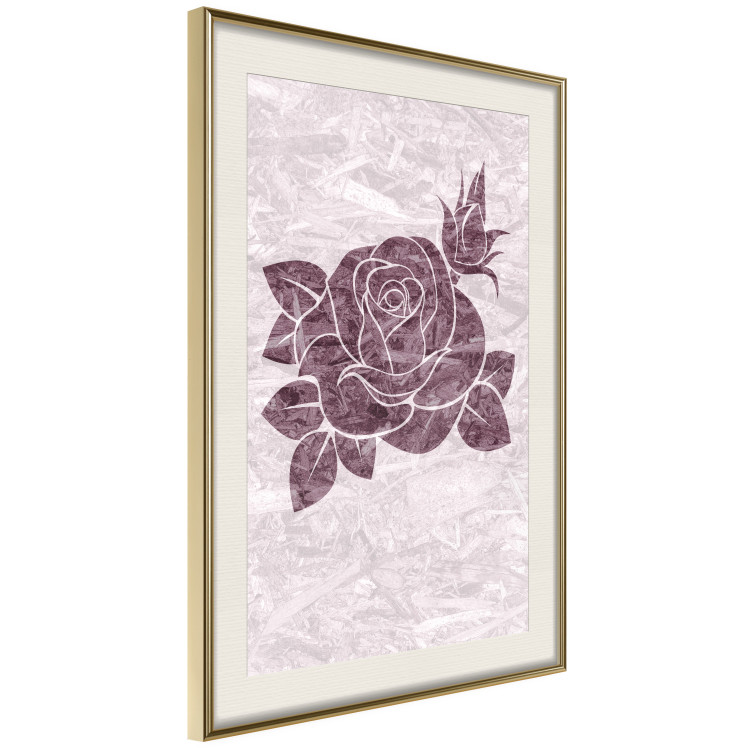 Poster Splinters of Love - pink botanical composition with a rose flower and leaves 118274 additionalImage 2