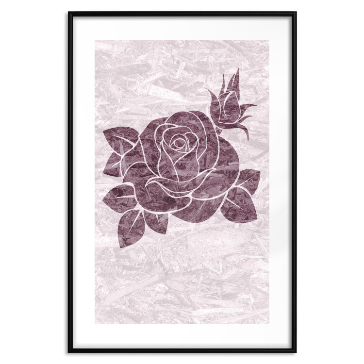 Poster Splinters of Love - pink botanical composition with a rose flower and leaves 118274 additionalImage 15