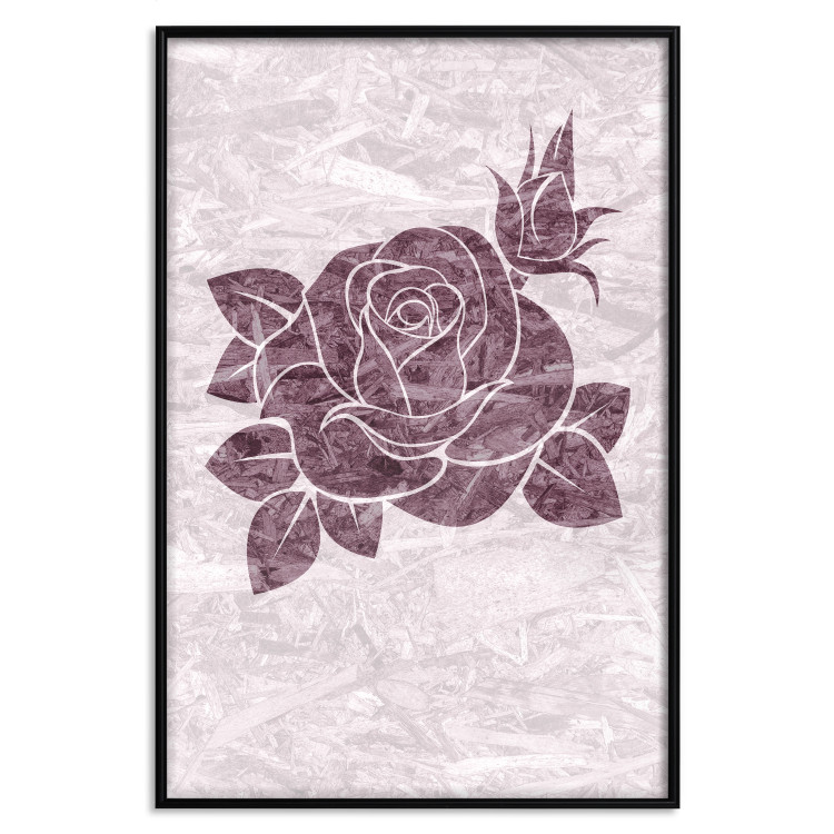 Poster Splinters of Love - pink botanical composition with a rose flower and leaves 118274 additionalImage 24