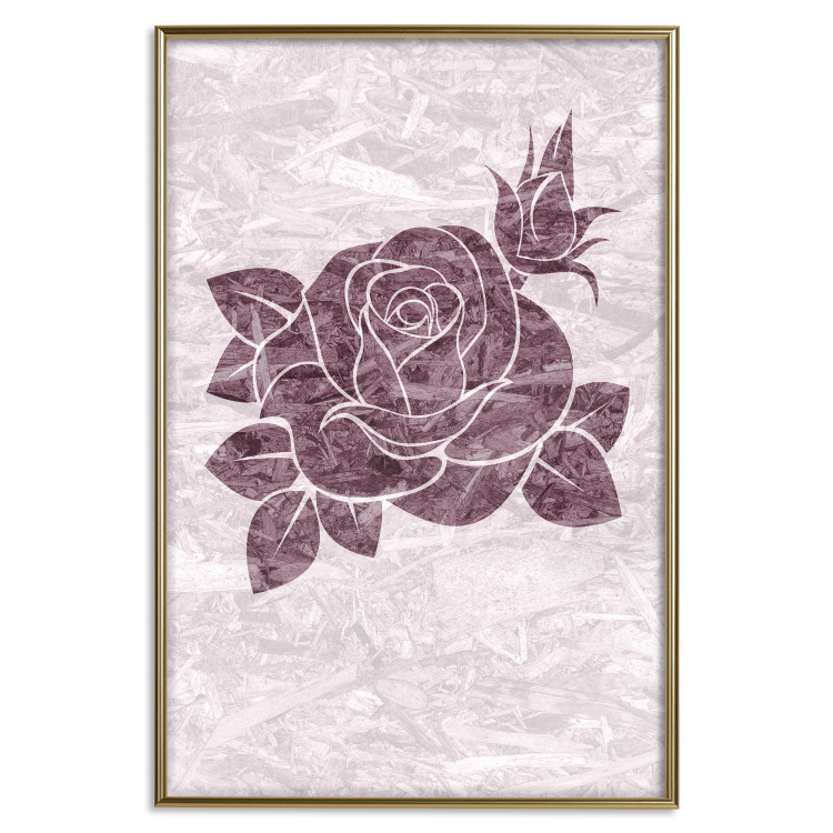Poster Splinters of Love - pink botanical composition with a rose flower and leaves 118274 additionalImage 20