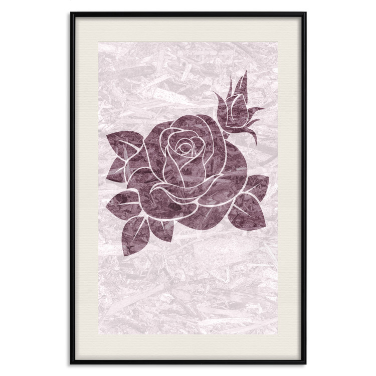 Poster Splinters of Love - pink botanical composition with a rose flower and leaves 118274 additionalImage 18
