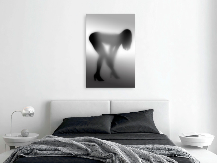 Canvas Art Print Behind the glass wall - a vague female silhouette in a sensual pose 121874 additionalImage 3