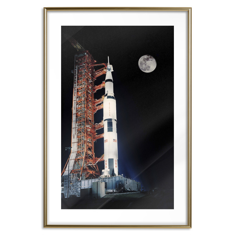 Poster Destination - illuminated rocket in a docking station against the moon backdrop 123174 additionalImage 14