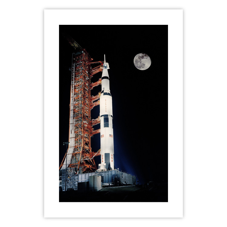 Poster Destination - illuminated rocket in a docking station against the moon backdrop 123174 additionalImage 19
