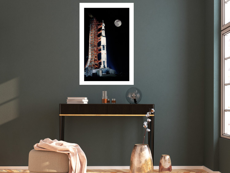 Poster Destination - illuminated rocket in a docking station against the moon backdrop 123174 additionalImage 2