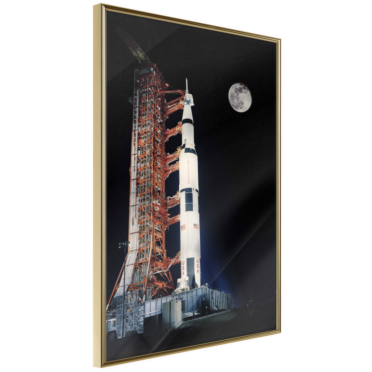 Poster Destination - illuminated rocket in a docking station against the moon backdrop 123174 additionalImage 12