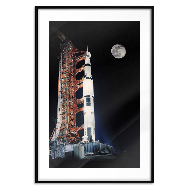 Poster Destination - illuminated rocket in a docking station against the moon backdrop 123174 additionalImage 15