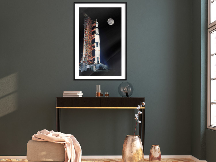 Poster Destination - illuminated rocket in a docking station against the moon backdrop 123174 additionalImage 4