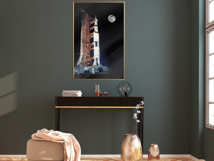 Poster Destination - illuminated rocket in a docking station against the moon backdrop 123174 additionalImage 5