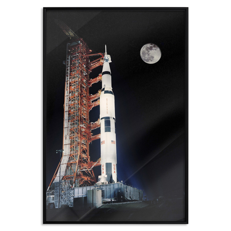Poster Destination - illuminated rocket in a docking station against the moon backdrop 123174 additionalImage 18