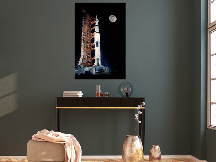 Poster Destination - illuminated rocket in a docking station against the moon backdrop 123174 additionalImage 17