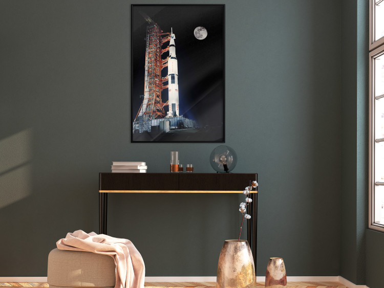 Poster Destination - illuminated rocket in a docking station against the moon backdrop 123174 additionalImage 3