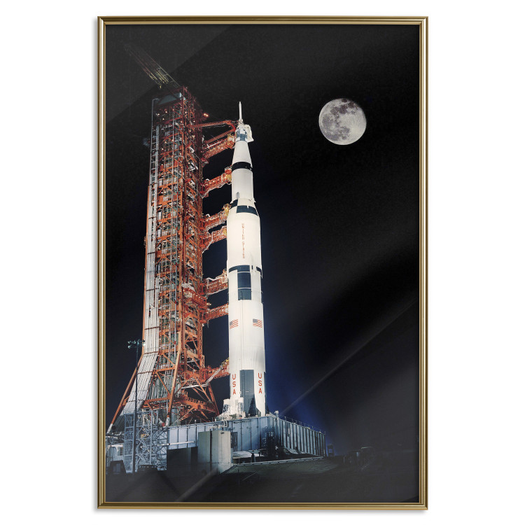 Poster Destination - illuminated rocket in a docking station against the moon backdrop 123174 additionalImage 16