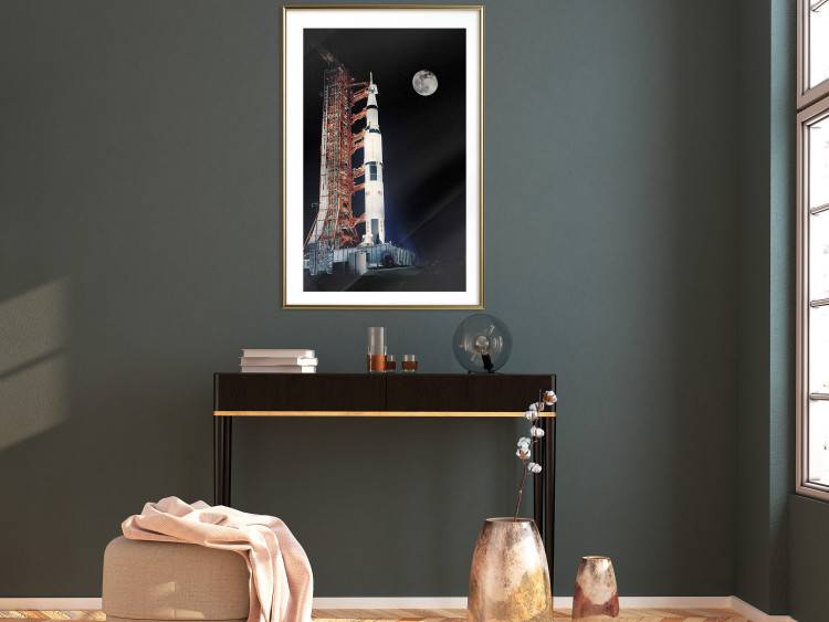 Poster Destination - illuminated rocket in a docking station against the moon backdrop 123174 additionalImage 13