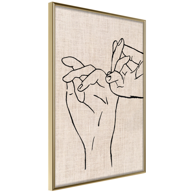 Wall Poster Always Together - abstract line art of hands on light fabric texture 123774 additionalImage 2